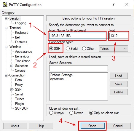 akses ssh putty akses ssh putty