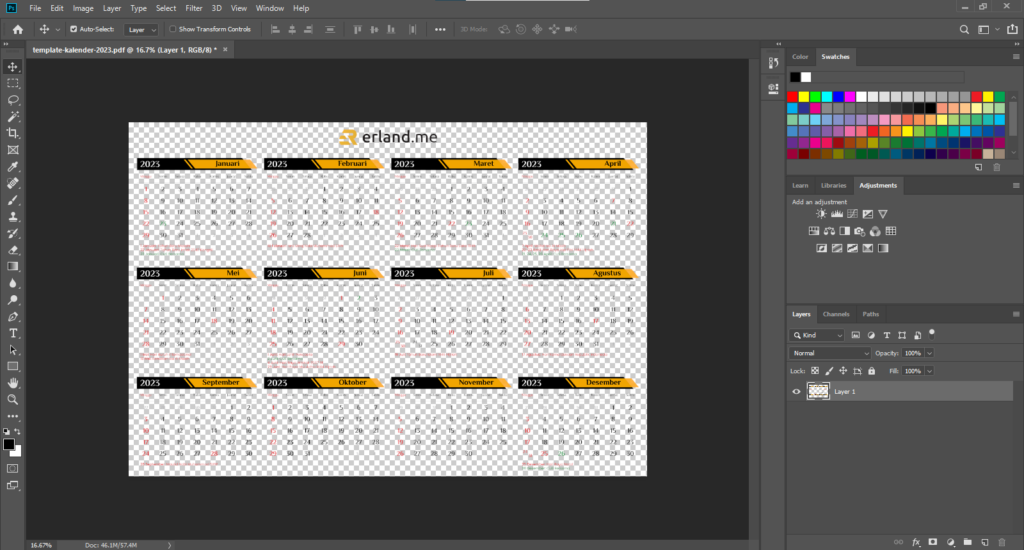 template kalender 2023 psd